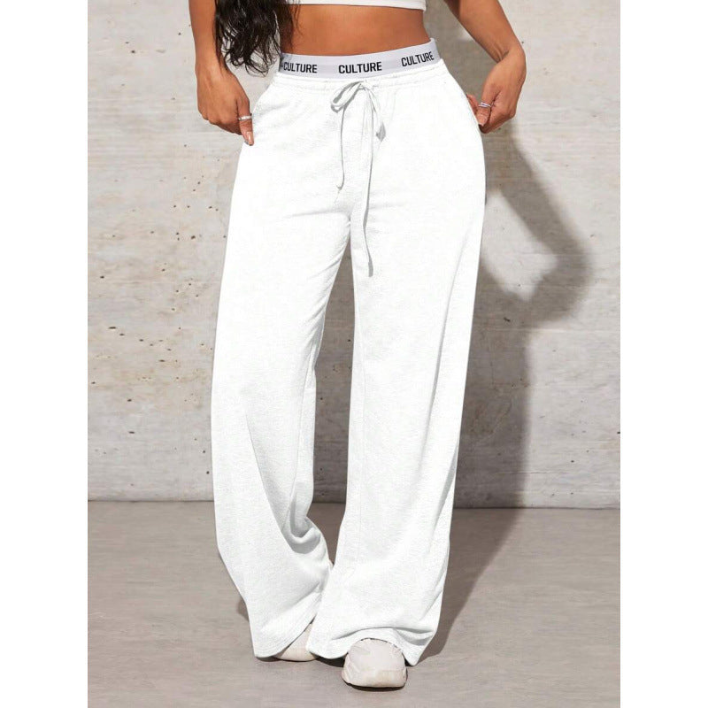 Women's Simple Letter Print Casual Wide-leg Pants