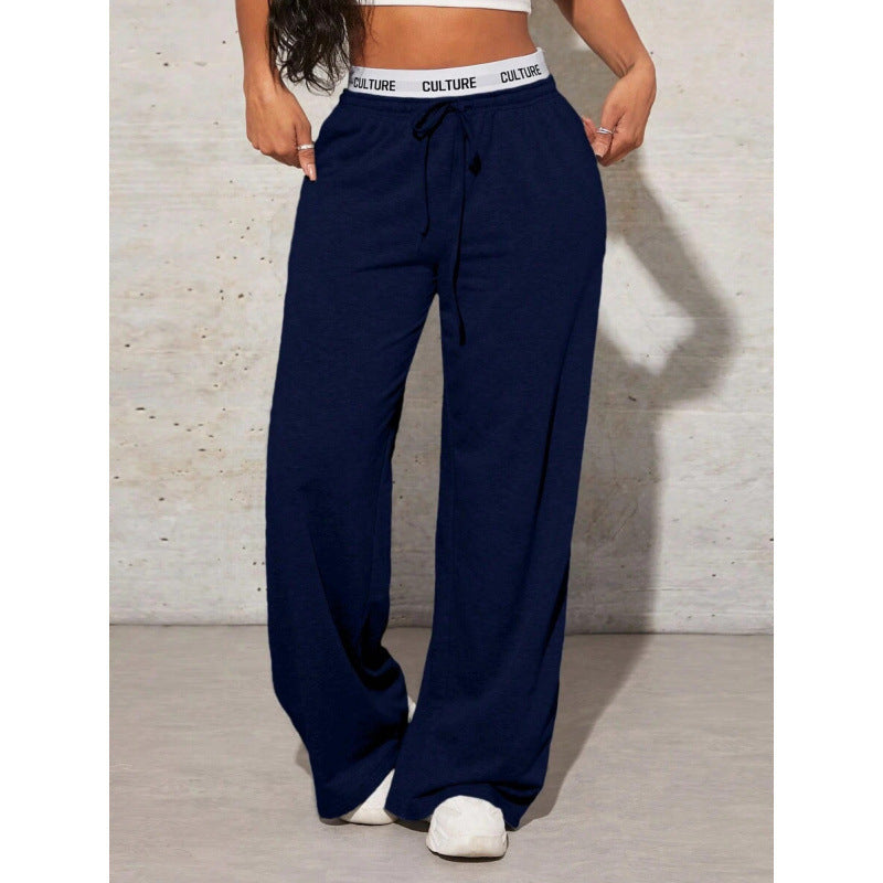 Women's Simple Letter Print Casual Wide-leg Pants