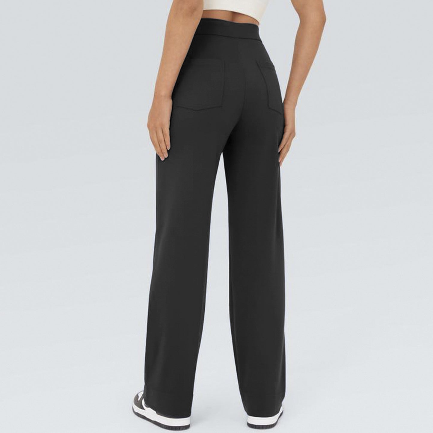 Fleece-lined Women's Pocket Brushed Outer Wear Stretch Commuter Straight Casual Pants