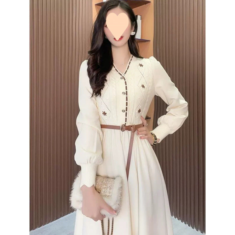 French Style Temperament Gentle Knitted Dress