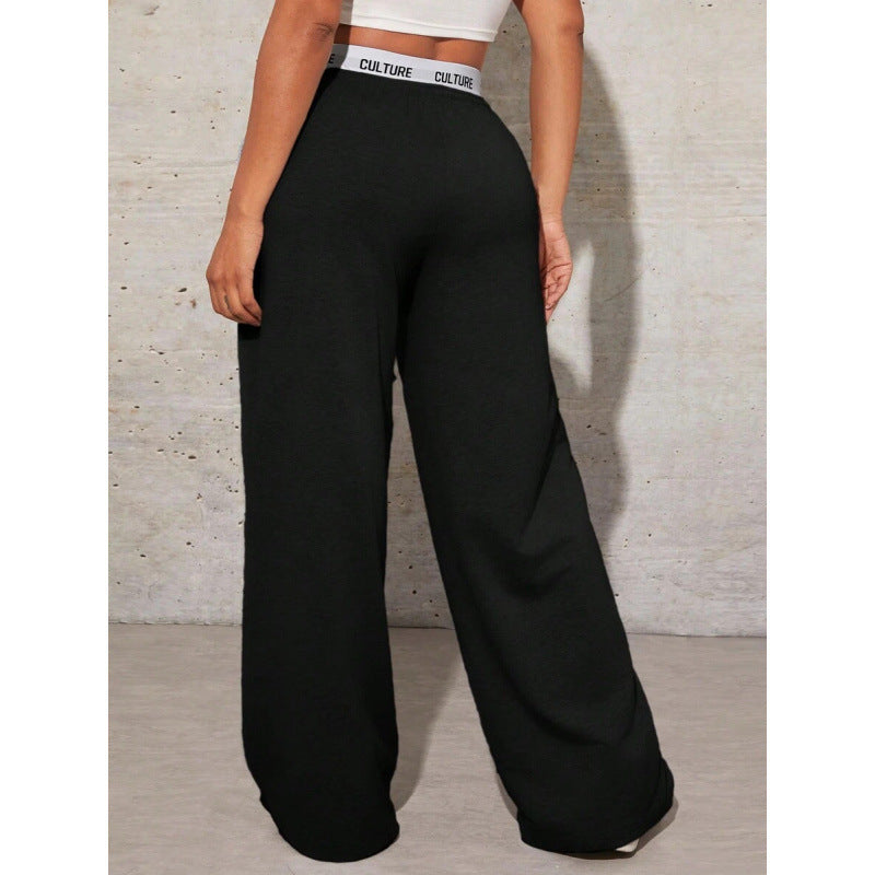 Women's Simple Letter Print Casual Wide-leg Pants