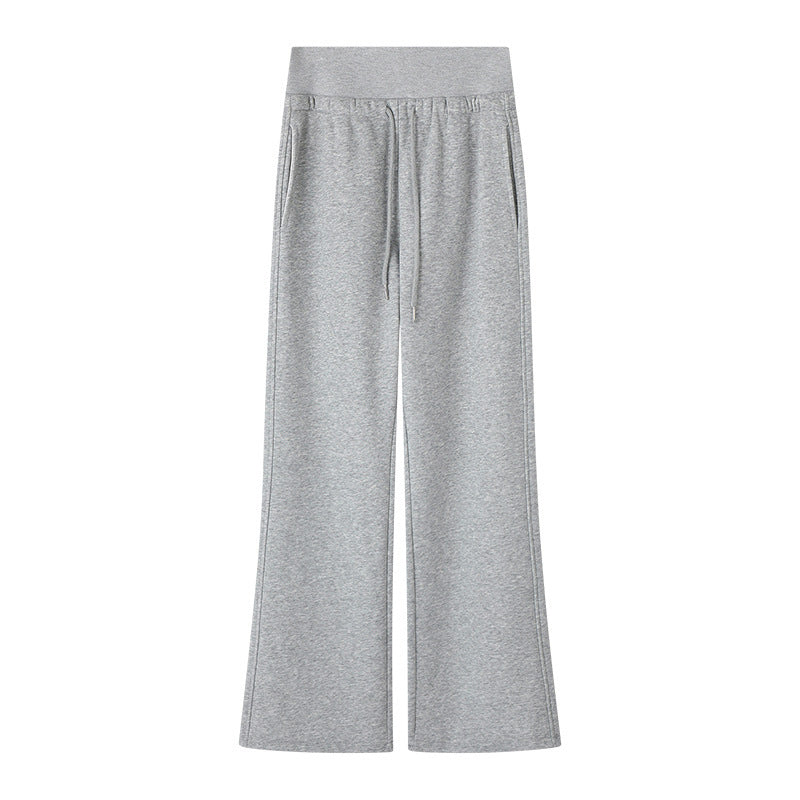 Fleece-lined Thick Loose Casual High Waist Drooping Straight Sports Trousers