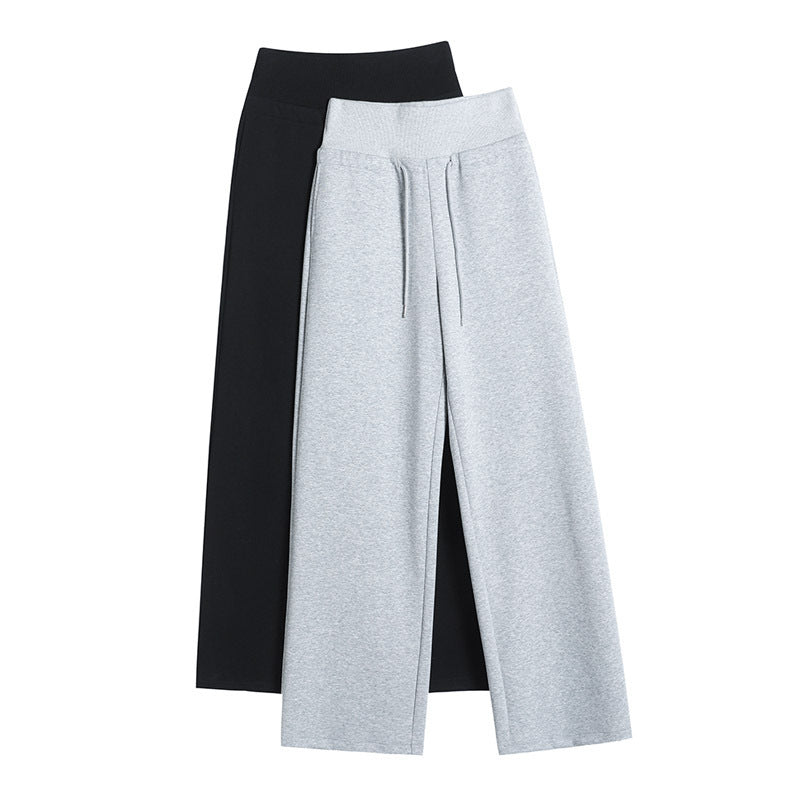 High Waist Simple Versatile Slimming Drooping Straight Casual Style Trousers