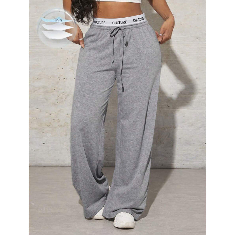 Women's Simple Letter Print Casual Wide-leg Pants