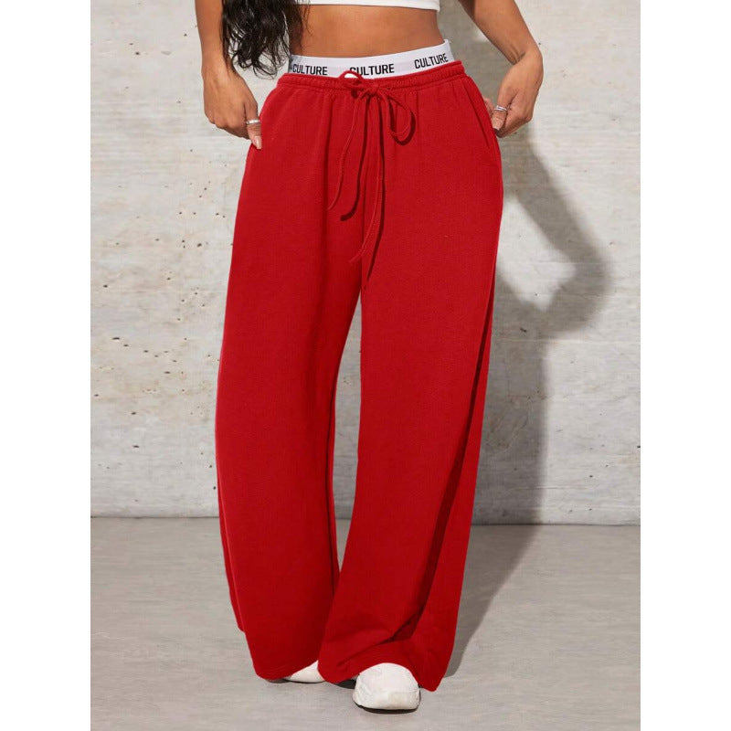 Women's Simple Letter Print Casual Wide-leg Pants